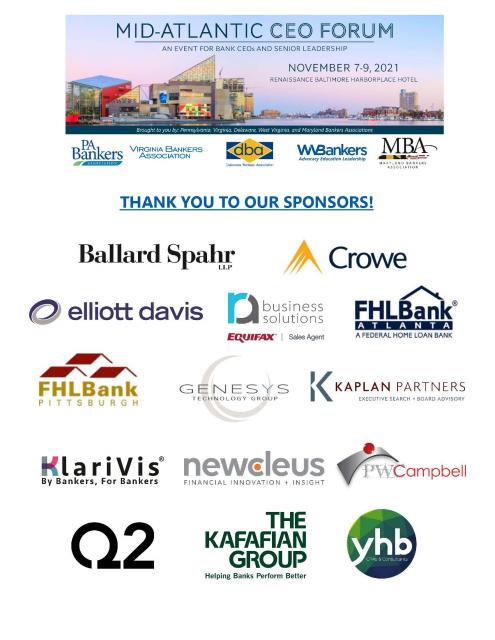 Mid-Atlantic CEO Forum sponsors