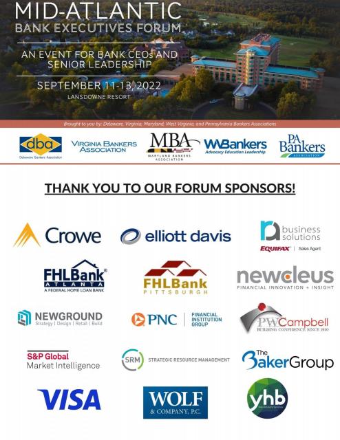 Mid-Atlantic Bank Execs Forum sponsors